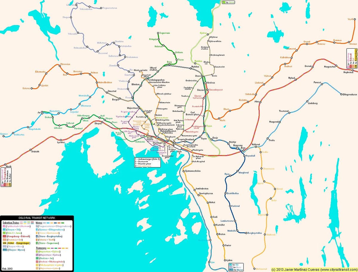 แผนที่ของนอร์เวย์เมโทร