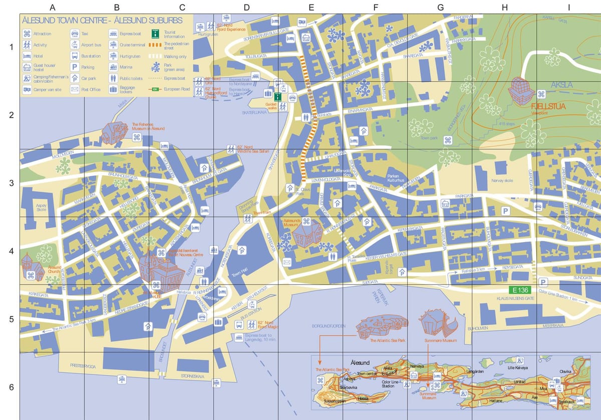 alesund นอร์เวย์เมืองบนแผนที่