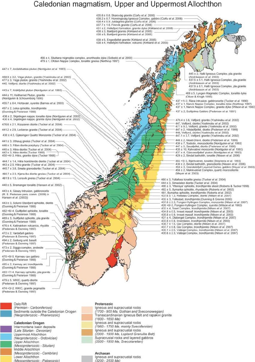 แผนที่ของ geological นอร์เวย์ Name