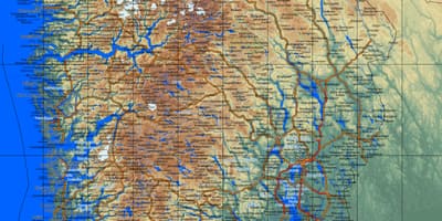กล่องแสดงรายละเอียดบนแผนที่ของทางใต้ที่นอร์เวย์ Name
