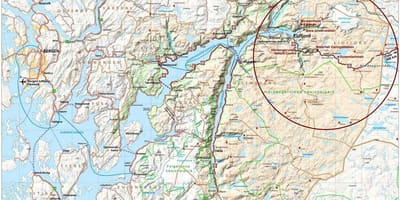 Hardangerfjord นอร์เวย์บนแผนที่